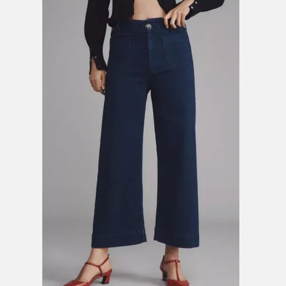 Anthropologie The Colette Crop High-Rise Wide-Leg Jeans by Maeve 25P 25 P NWT - Picture 5 of 8
